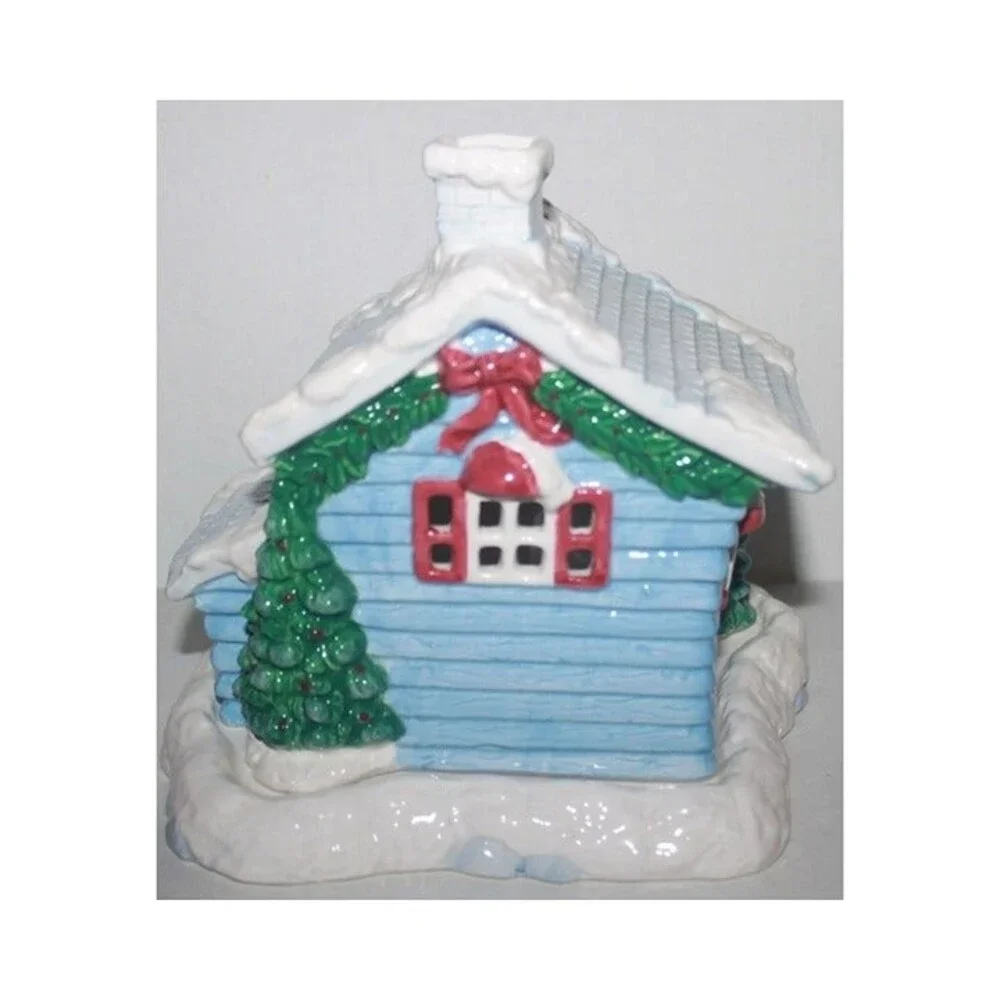 2002 Target Blue Ceramic Candle House Candle Holder
